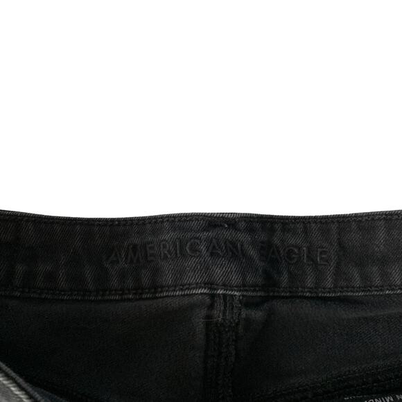 American Eagle Black Ripped Distressed Mom Jeans Denim Size 2 - Picture 4 of 5